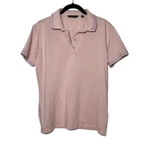 Radmor Michelle Pique Stretch Pima Cotton Polo Shirt women size LARGE Minx Pink